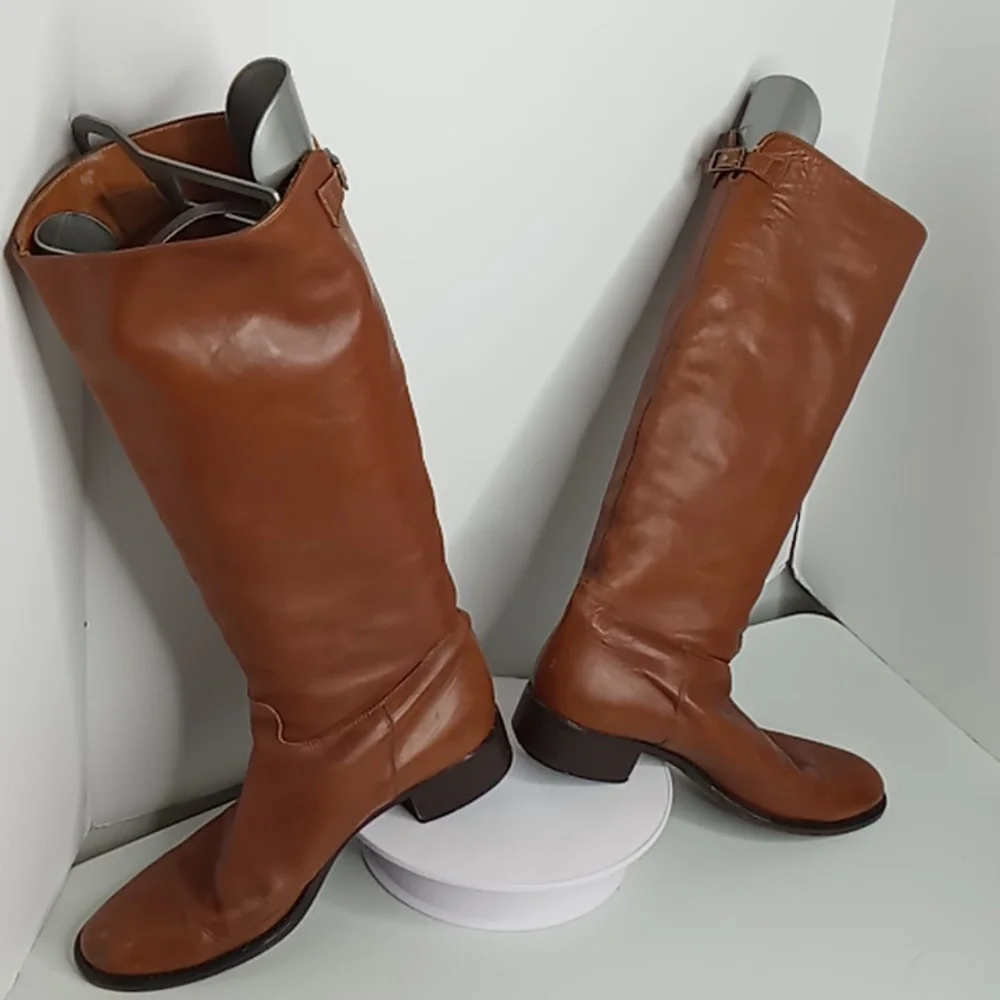 Jenrigo Tall Leather Boots made in Italy - Cognac- size 38.5